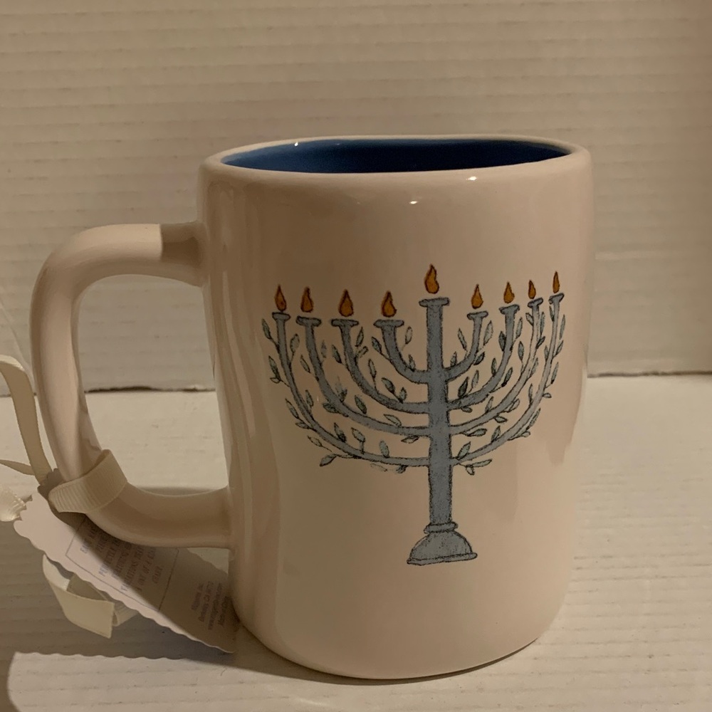 Rae Dunn Hanukkah Menorah Design Ceramic Mug NEW
